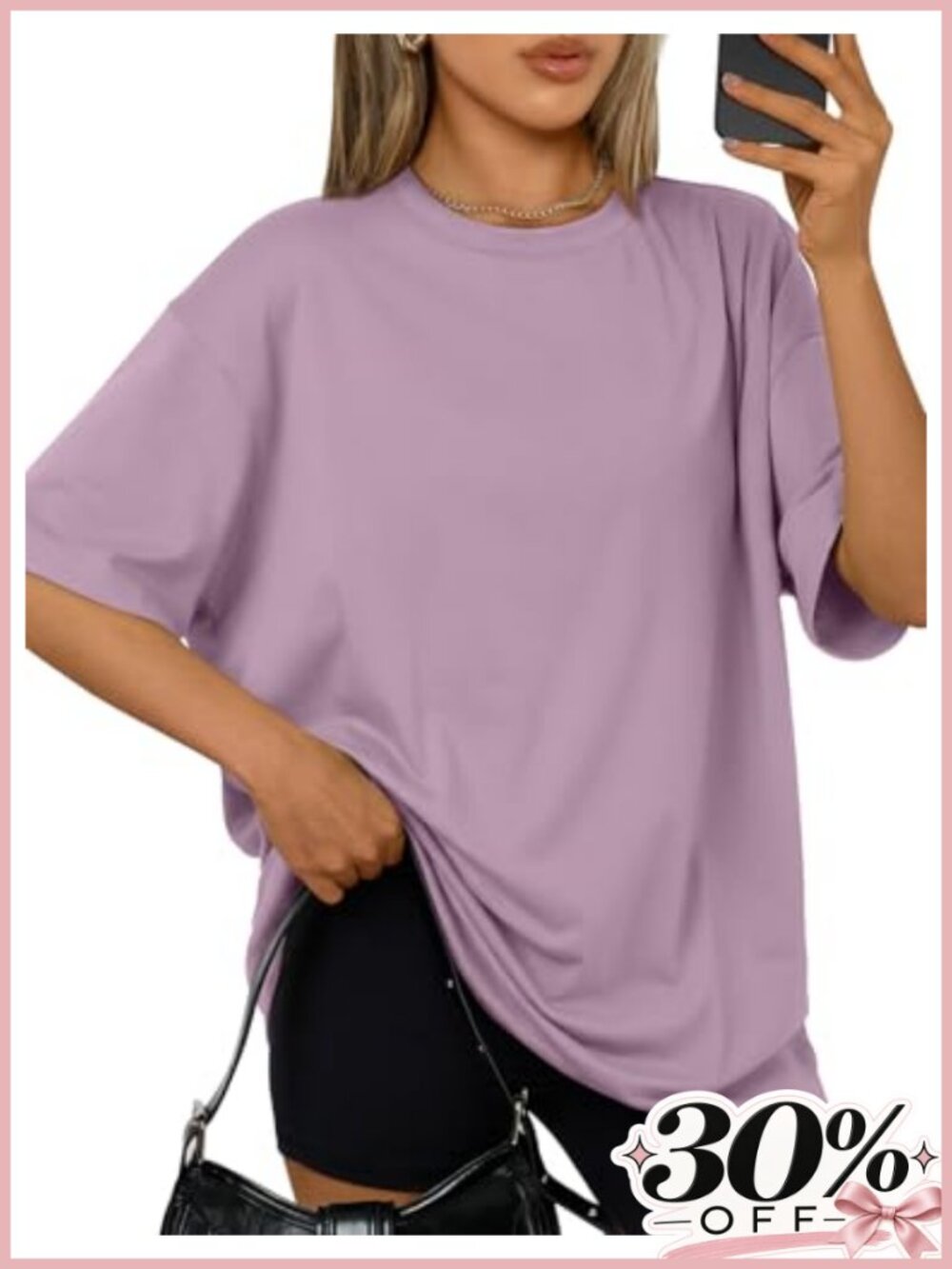 Women's Oversized Tee - Short Sleeve Crew Neck Summer Blouse